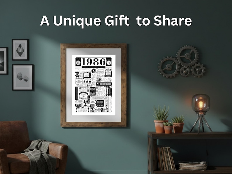 1986 Birthday Poster | Personalised 40th Birthday Gift | Year You Were Born Print | Gift for Men and Women | 40th Party Decor image 2
