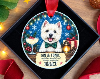 Personalised Westie Christmas Ornament, West Highland Terrier Gift, Dog Christmas Bauble, Personalised Dog Decoration