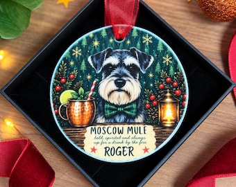 Personalised Schnauzer Christmas Ornament, Schnauzer Dog Gift, Custom Dog Name Christmas Decoration, Gift For Dog Lovers