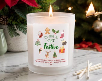 Personalised Christmas Candle | It's Time To Get Festive Gift | Christmas Gifts For Him And For Her