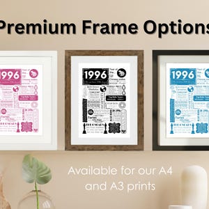 1996 Birthday Poster | Personalised 30th Birthday Gift for Women | Year You Were Born Print - Floral Gift for Her | Gift for Him image 6