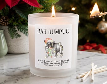 Personalised Funny Dog Christmas Candle | Pun Bah Humpug Dog Gift | Christmas Gifts For Dog Lovers