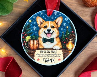 Personalised Corgi Christmas Ornament, Corgi Dog Gift, Custom Dog Name Christmas Decoration, Gift For Dog Lovers