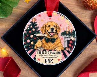 Personalised Golden Retriever Christmas Bauble, Golden Retriever Gift, Dog Lover Gift, Personalised Dog Ornament, Pet Christmas Decor