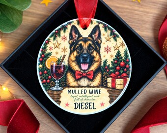 Personalised German Shepherd Christmas Ornament, German Shepherd Gift, Personalised Dog Bauble, Dog Lover Christmas Decoration