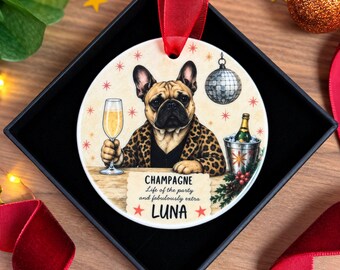 Personalised French Bulldog Christmas Bauble, Frenchie Gift, Dog Lover Gift, Personalised Dog Ornament, Pet Christmas Decoration