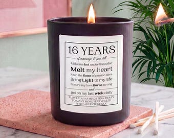Funny Personalised Anniversary Candle | Any Year Anniversary Gift | Custom Years Married & Message