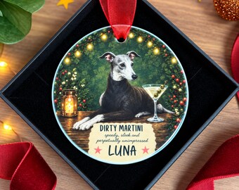 Personalised Whippet Christmas Ornament, Whippet Gift, Personalised Dog Christmas Bauble, Dog Lover Christmas Gift