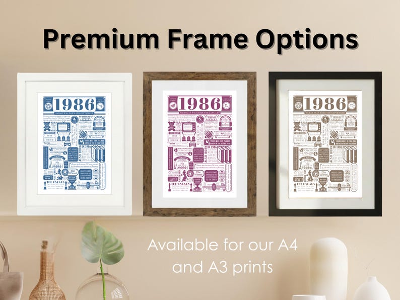 1986 Birthday Poster | Personalised 40th Birthday Gift | Year You Were Born Print | Gift for Men and Women | 40th Party Decor image 9