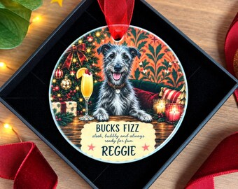 Personalised Bedlington Whippet Christmas Ornament, Dog Christmas Bauble, Bedlington Whippet Gift, Dog Owner Christmas Gift
