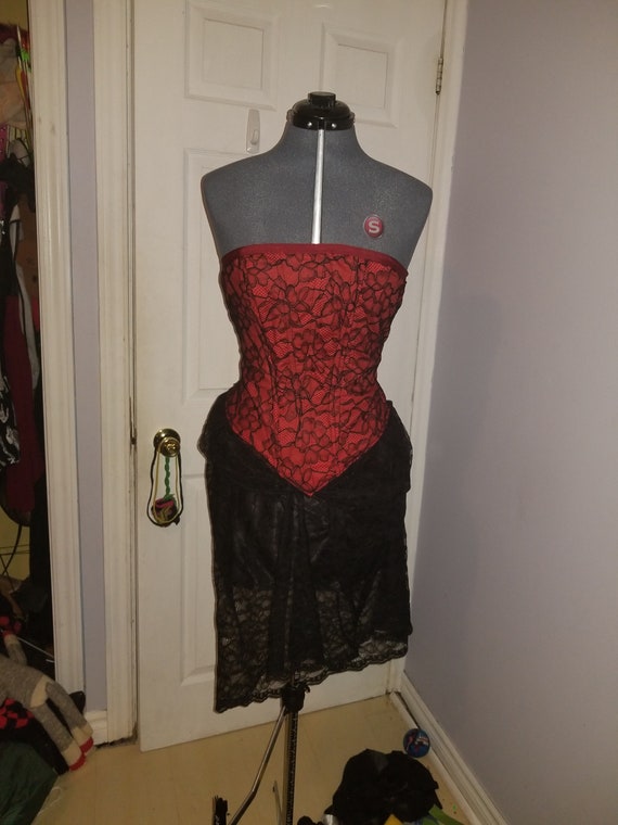 red lace corset dress