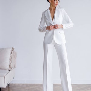 White Women's Suit White Three Piece Suit Civil Wedding - Etsy