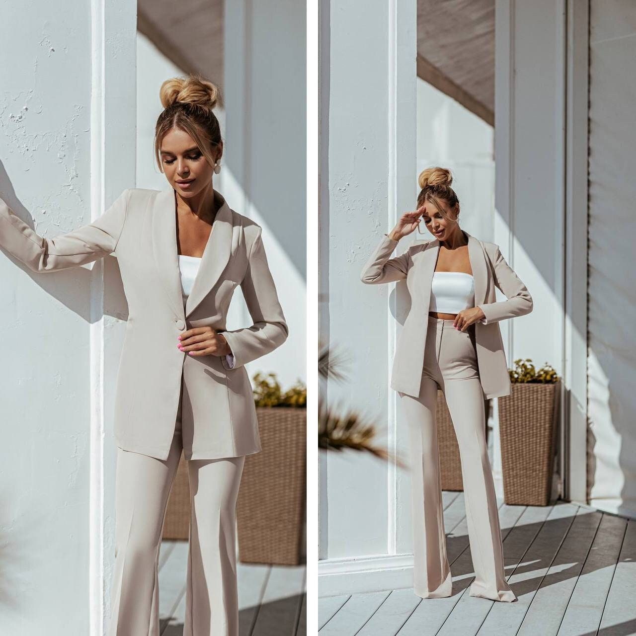 Three-piece Suit, Womens Suit, Pants Blazer Top, Womens Suit Set