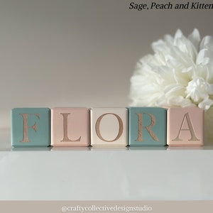 Personalised Decorative Wooden Baby Blocks 4cm x 4cm image 1