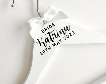 Personalised Wedding White Hangers with Vinyl Decal | Bridal | Bridal Party