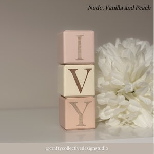 Personalised Decorative Wooden Baby Blocks 4cm x 4cm image 4