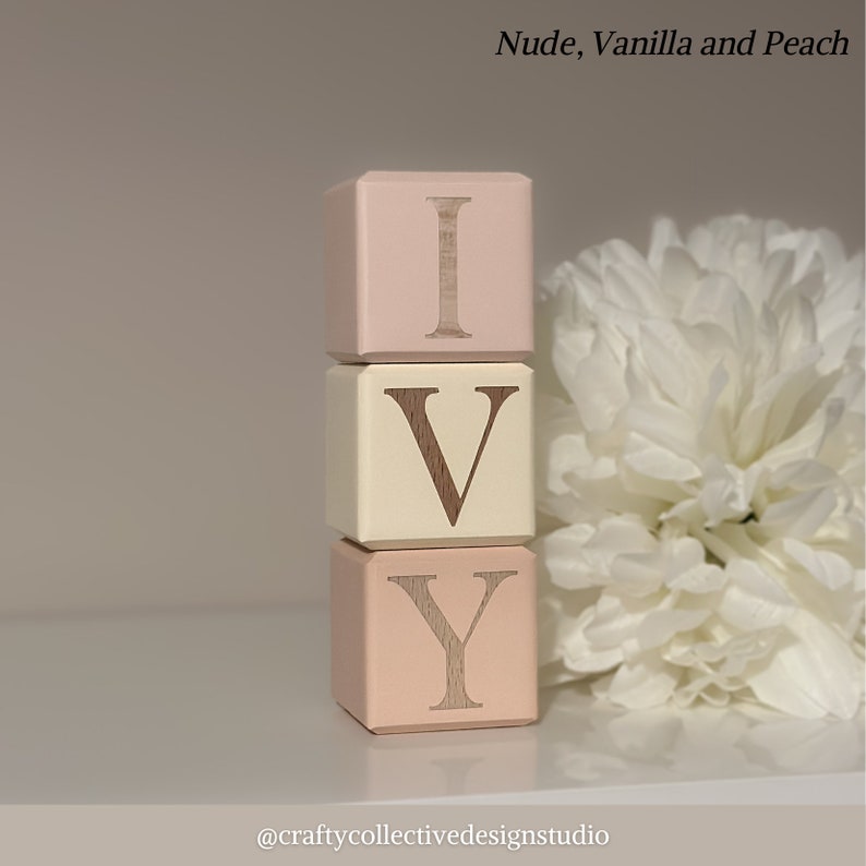 Personalised Decorative Wooden Baby Blocks 4cm x 4cm image 4