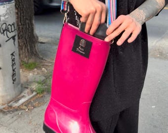 Pink Rubber Boot Shoulder Bag: Y2K Kawaii Handbag