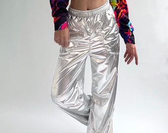 ADIDAS Cal Surf SILVER Pants Gloss Nylon Shiny Silky Vintage Etsy
