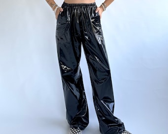 Burgundy pvc trousers hot sale