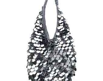 Handmade Sequin Mesh Shoulder Bag, Glitter Party Purse