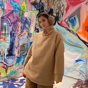 Sudadera de felpa con osito de peluche: un jersey de invierno extragrande y acogedor