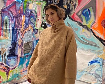 Teddy Bear Plush Fleece Sweatshirt: Cozy Oversized Winter Pullover