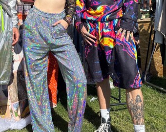 Acid Neon Psychedelic Shorts - Vibrant Festival Fashion