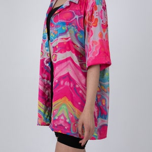 Hawaiian Shirt Fluid Acid Trippy handmade oversize unisex Summer Shirt Short Sleeve Shirt Custom Colorful  All Over Print Top