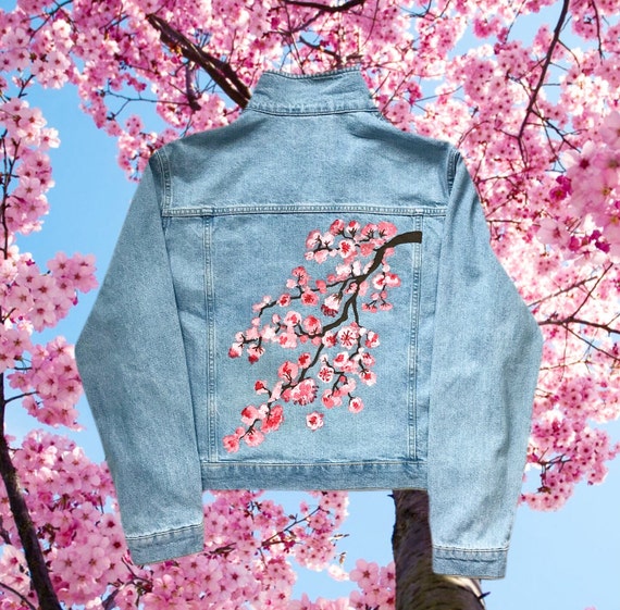 Cherry Blossoms Jean Jacket Hand Painted Jacket Jean Jacket - Etsy