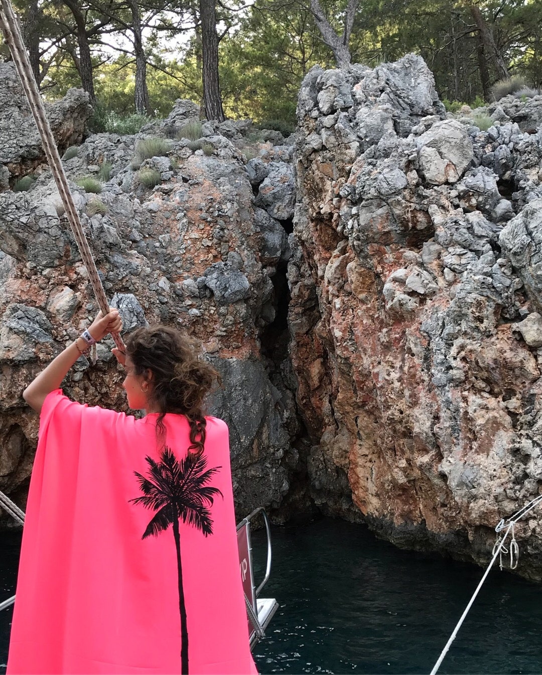 Neon Pink Palm Tree Kimono Dressing Gown,luxury Loungewear Bathrobe