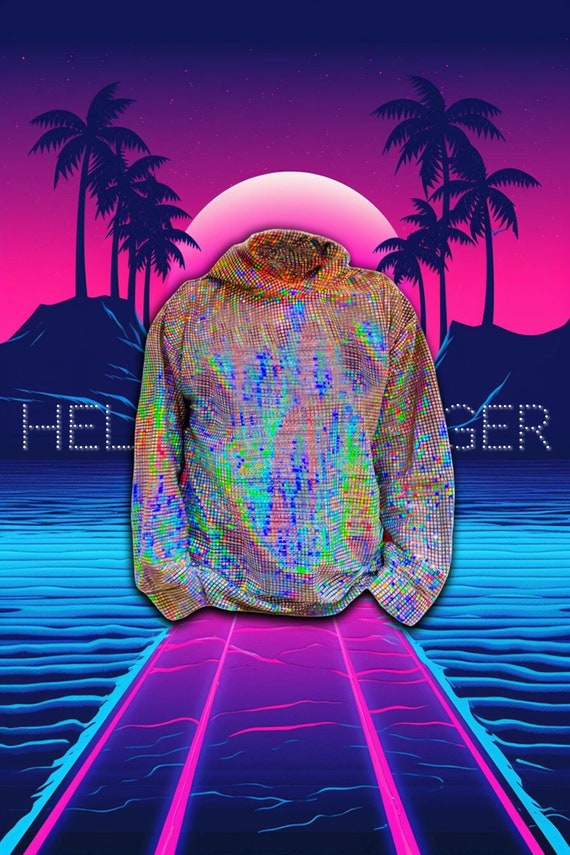 Hologram Glitter Sweatshirt: Unisex Metallic Festival Hoodie