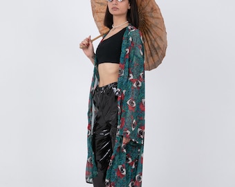 Bohemian Eyes Maxi Kimono: Unisex Ethnic Beach Robe