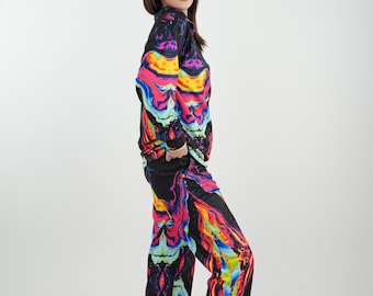 UV-Reaktives Polar-Sweatshirt - Säure-Neon-Farbwechsel-Rave-Hoodie | Unisex Festival Kleidung