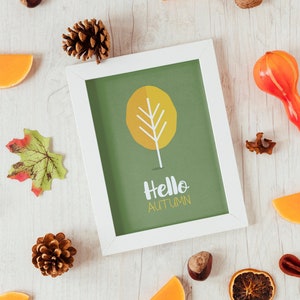 Hello Autumn Printable Poster, Wall Art Digital Download image 1