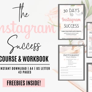 Instagram Success Course & Workbook | Instagram for Business Post Ideas | Social Media Planner | Instagram Marketing Guide | Printable Guide