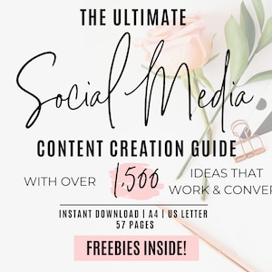 Social Media Content Creation Guide | Instagram Post Ideas | Social Media Planner | Instagram Marketing Guide | Printable Guide | Facebook