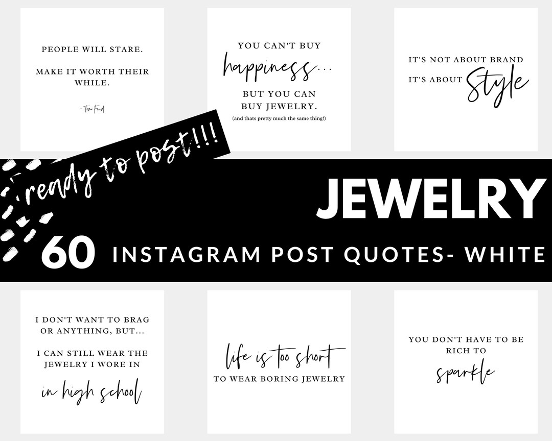 Jewelry Instagram Posts 60 Ready to Post Instagram Post Quotes WHITE