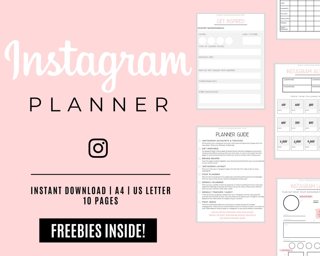 Instagram Planner Social Media Planner Printable Planner Instagram ...