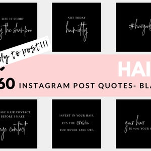 Hair Instagram Posts - 60 Ready to Post Hair Instagram Quotes BLACK Background | Monat Quotes | Haircare Social Media Posts | Hair Stylist