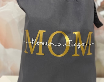 Stoffbeutel Stofftasche Mom Mama Geschenk personalisierbar mit Namen der Kinder Geschenk für Muttertag