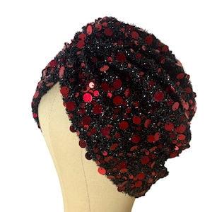 Sequin Cross Front Turban: Sparkling Lurex Head Wrap