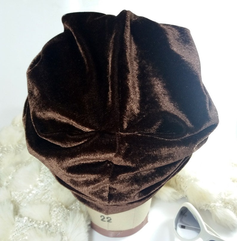 Brown Velvet Turban With Lace in Gold Lace MODEL AMELIA - Etsy