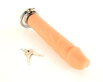 Small Metal Chastity Device  with attachable large  Dildo aka Chastidick