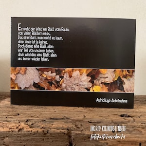 Es weht der Wind ein Blatt vom Baum... • Trauerkarte • Beileidskarte • Kondolenzkarte