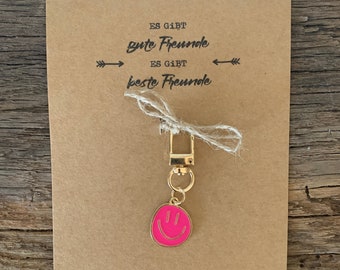 Card with SMILEY keychain for your best friend | saying | Small gift | souvenir | Bag charm | Smile | small thing