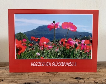 | Birthday Card Poppy field | | Map Congratulations | Greeting card | Birthday | Anniversary | Happy birthday | Photo card