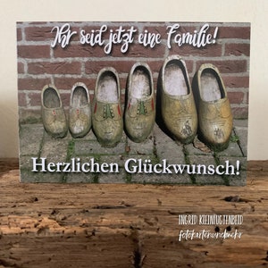 birth card Birth map Birth Welcome Saying Congratulations Wooden shoes Klompen image 1