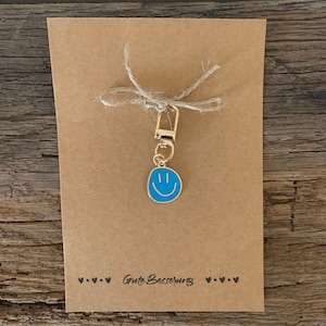 Carte avec porte-clés SMILEY | Guérissez bientôt | Petit cadeau | souvenirs | Bijou de sac | Sourire | petite chose
