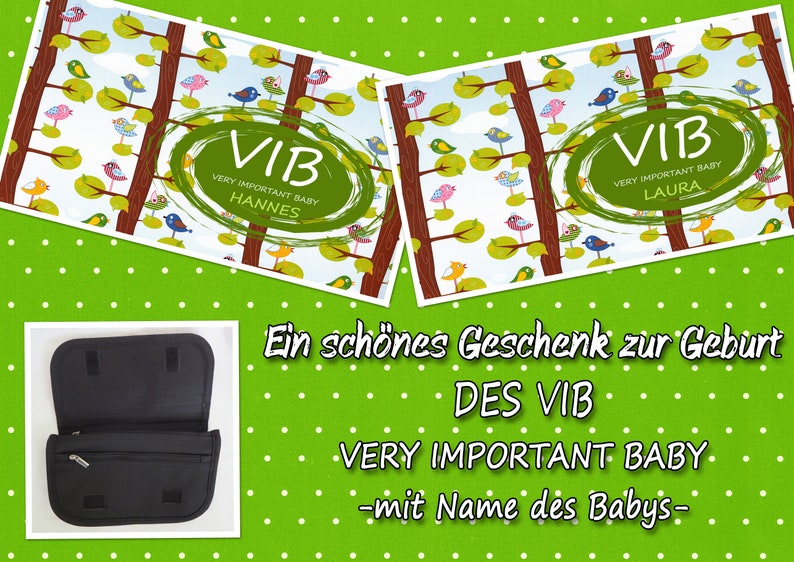 Täschchen zur Geburt für das VIB Baby Utensilotasche Wickeltasche Windeltasche Geschenk zur Geburt Taufe personalisiert Name Bild 2